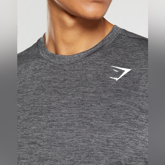 GYMSHARK Men’s Arrival Marl Slim Fit T-Shirt Black/Silhouette Grey Marl- NWT - Picture 3 of 4